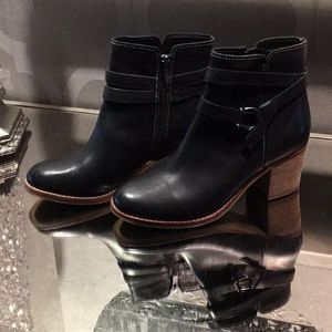 Black leather booties